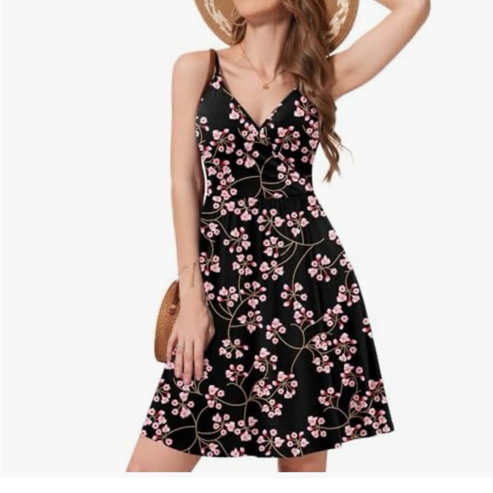 Black dress with floral print